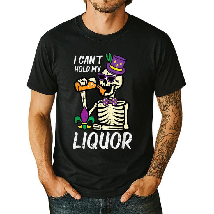 Mardi Gras Skeleton Cant Hold My Carnival Team Dad Men Men's Casual T-Shirt