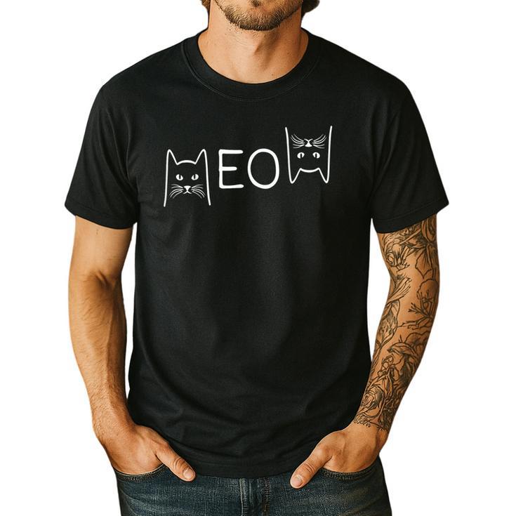 Meow Cat Shirt Meow Kitty Cats Mom And Cat Dad Men's Casual T-Shirt