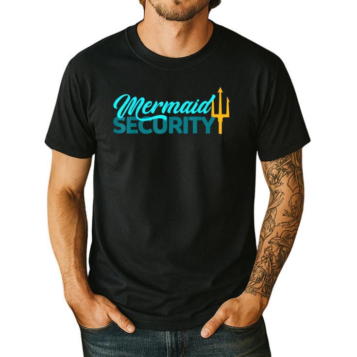 Mermaid Security Birthday Party Matching Dad Boys Men's Casual T-Shirt