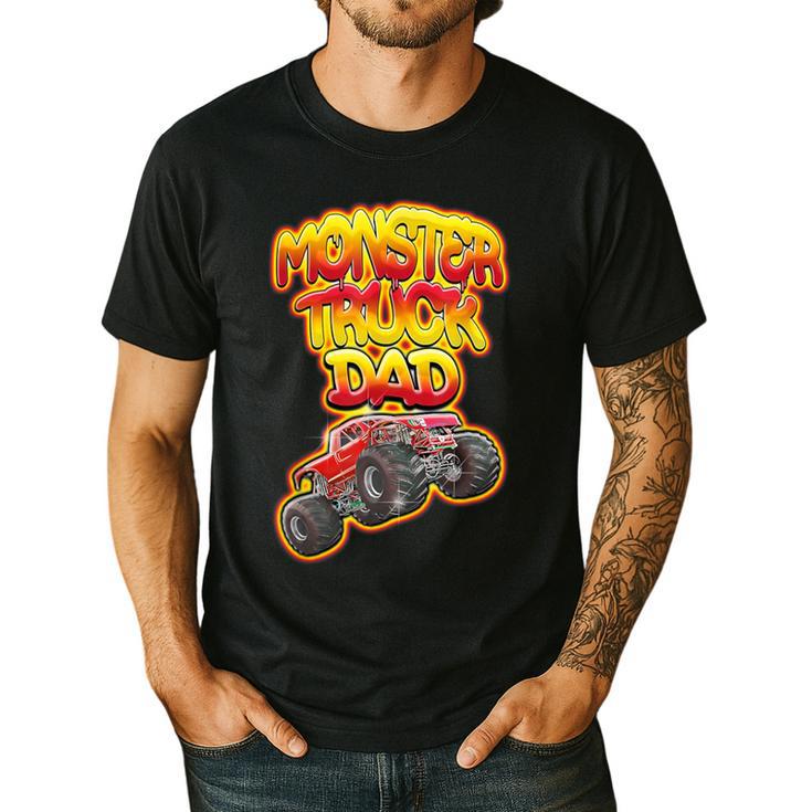 Monster Truck Dad Hot Red Graffiti Style Men's Casual T-Shirt