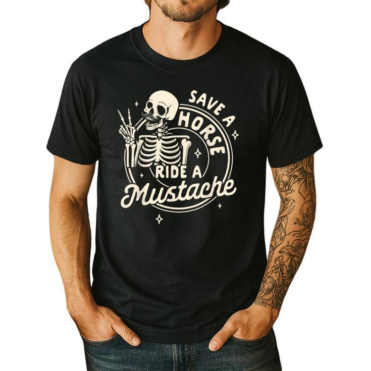 Mustache Dad Father’s Day Save A Horse Ride A Mustache Men's Casual T-Shirt