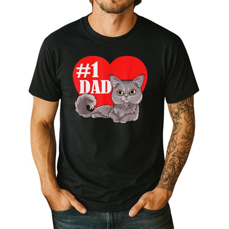Nebelung Cat 1 Dad Father's Day Daddy Heart Decor For Men Women Kids Men's Casual T-Shirt