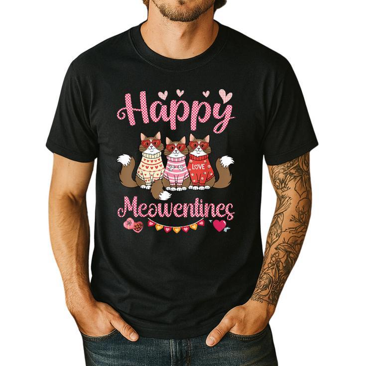 Norwegian Forest Cat Happy Meowentines Valentine Dad Mom Men's Casual T-Shirt