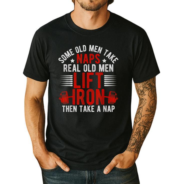 Old Men Gag Workout Gym Fitness Exercise Weightlifting Dad Men's Casual T-Shirt