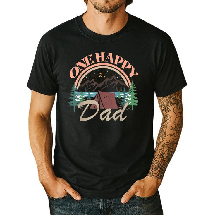 One Happy Dad First Birthday Camping Matching Family Party Men's Casual T-Shirt