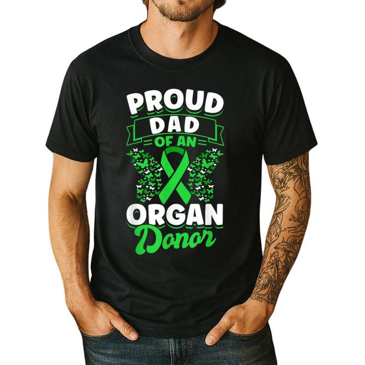 Organ Donation Green Ribbon Proud Dad Of An Organ Donor Men's Casual T-Shirt