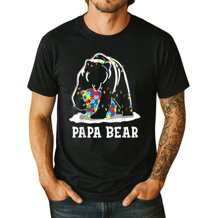 Papa Bear Autism Awareness Autism Matching Family Dad Men's Casual T-Shirt Papa Bear Autism Awareness Autism Matching Family Dad Men's Casual T-Shirt