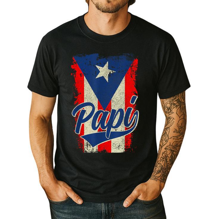 Papi Puerto Rican Dad Puerto Rico Pride Boricua Father's Day Men's Casual T-Shirt