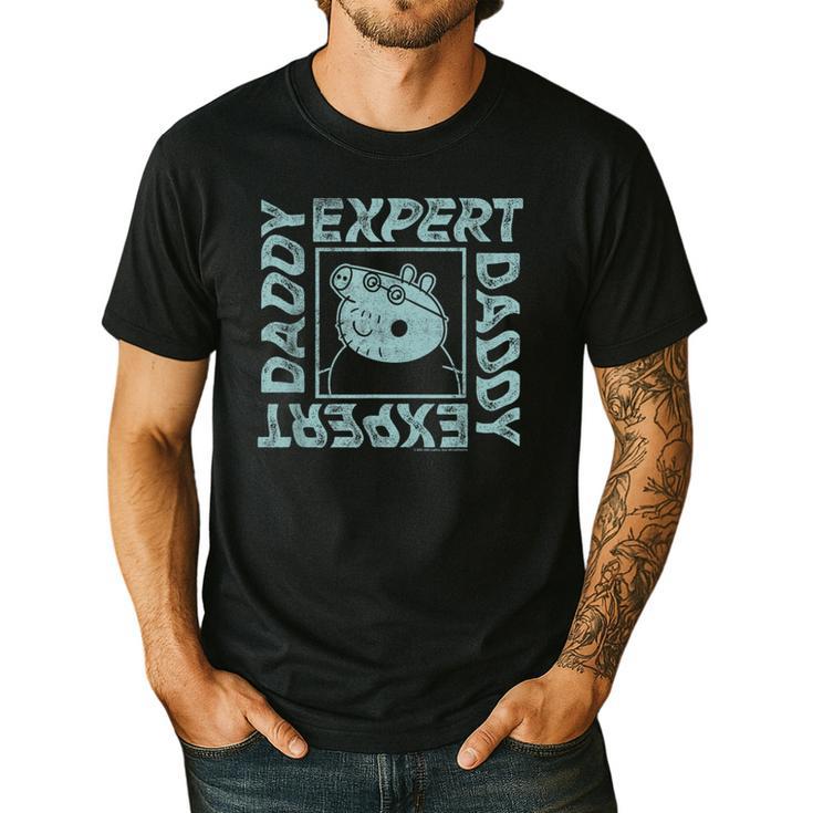 Peppa Pig Father's Day Expert Daddy Vintage Faded Box Logo Men's Casual T-Shirt
