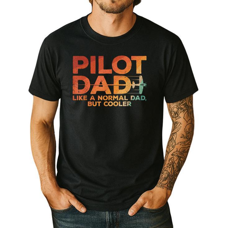 Pilot Dad Art For Men Father Aviation Airplane Pilot Men's Casual T-Shirt