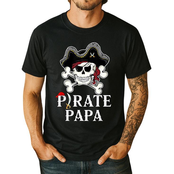 Pirate Papa Costume Jolly Roger Crossbones Pirate Dad Men's Casual T-Shirt