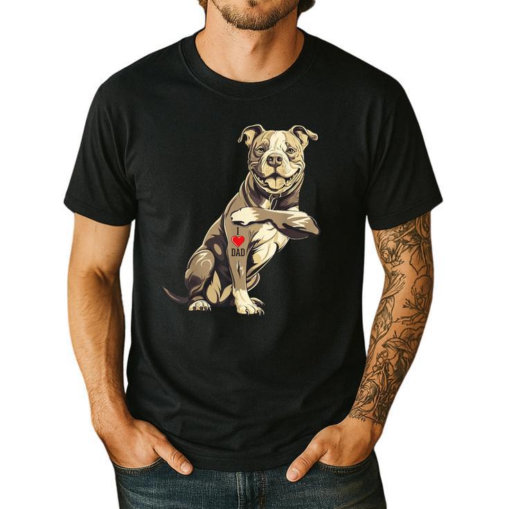 Pitbull I Love Dad Pit Bull Terrier Pettie Dog Owner Father Men's Casual T-Shirt