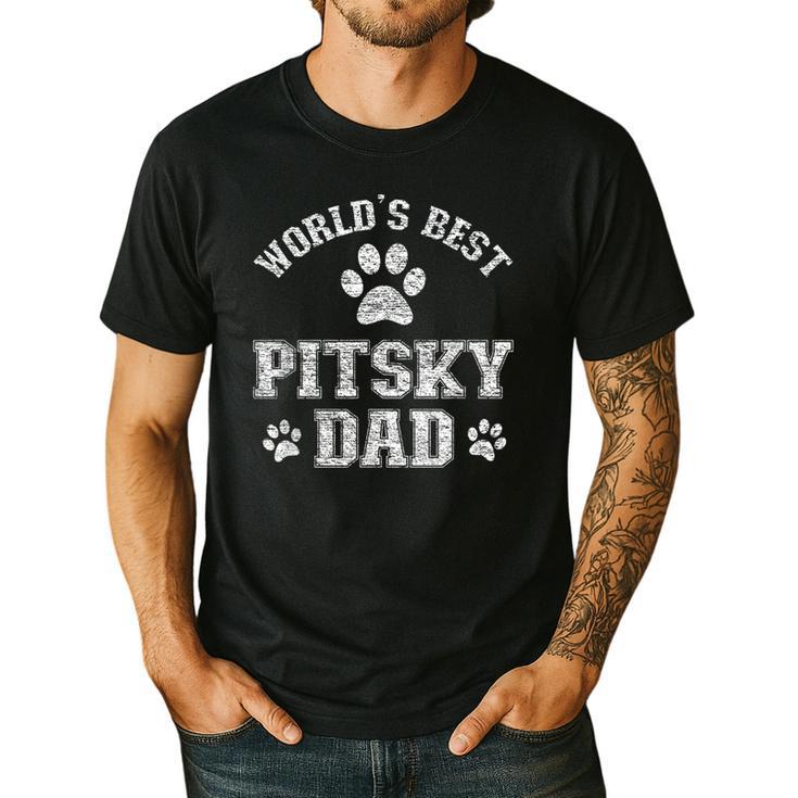 Pitsky Dog Dad World's Best Pitsky Daddy Men Women Girls Kids Men's Casual T-Shirt