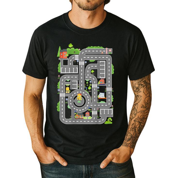 Play Cars On Dad's Back Shirt Kids And Fathers Play Men's Casual T-Shirt