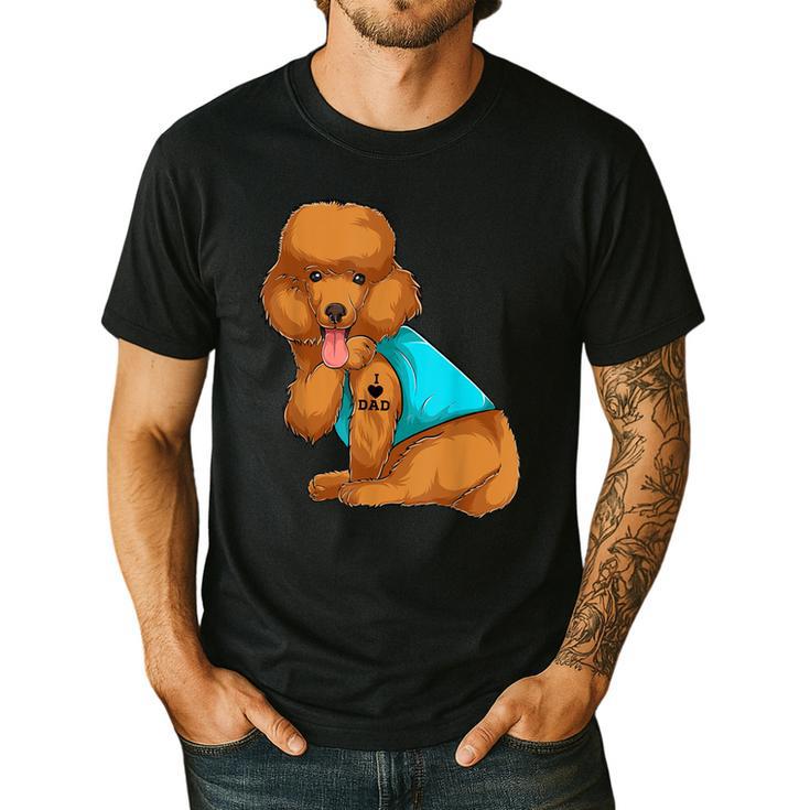 Poodle I Love Dad Tattoo Apparel Dog Dad Dads For Men Women Men's Casual T-Shirt