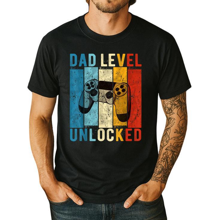 Pregnancy Announcement Dad Level Unlocked New Daddy Father Men's Casual T-Shirt