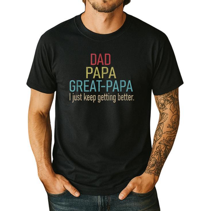 Promoted To Great Papa 2024 Fathers Day First Time Dad Men's Casual T-Shirt