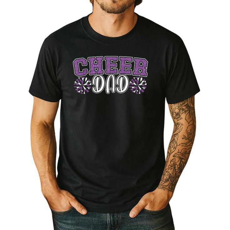 Proud Cheer Dad My Favorite Cheerleader Calls Me Dad Purple Men's Casual T-Shirt