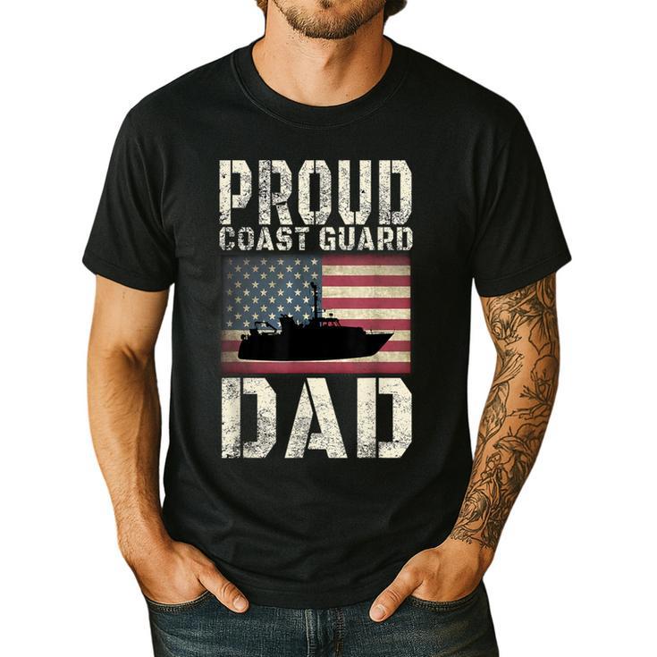 Proud Coast Guard Dad USCG American Flag T-Shirt Men's Casual T-Shirt