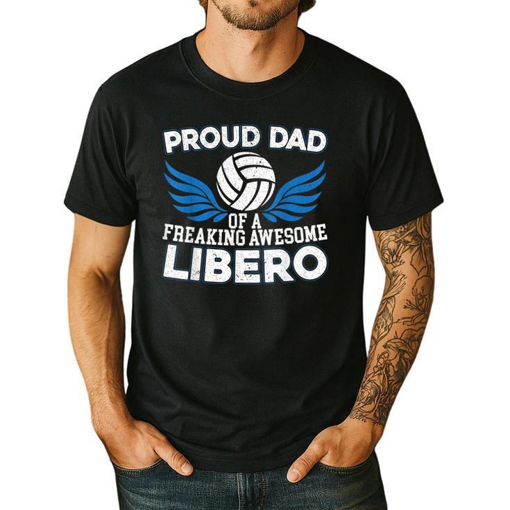 Proud Dad Of A Freaking Awesome Libero Volleyball Father Men's Casual T-Shirt