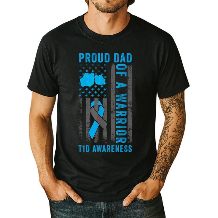 Proud Dad Of A T1D Warrior Type 1 Diabetes Awareness Men's Casual T-Shirt