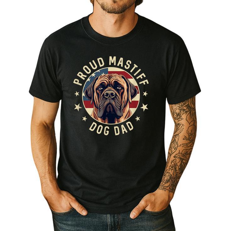 Proud Mastiff Dad American Flag Patriotic Mastiff Dad Men's Casual T-Shirt