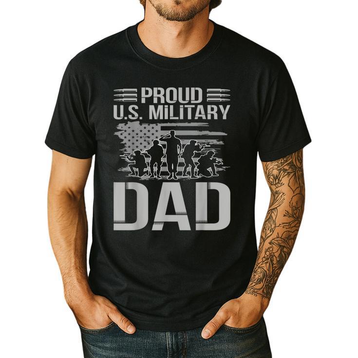 Proud Us Military Dad Father's Day For Dad Grandpa Veteran Men's Casual T-Shirt