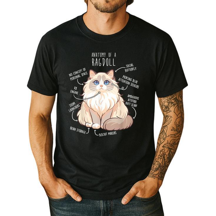 Ragdoll Cat Anatomy Cute Pet Mom Dad Cream Bicolor Men's Casual T-Shirt