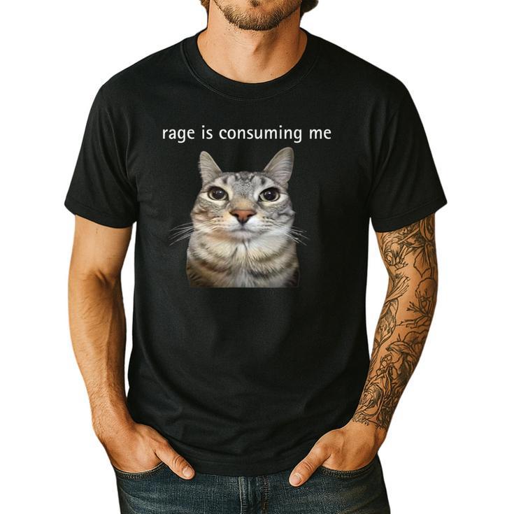 Rage Is Consuming Me Silly Staring Cat Meme Dad Mom Men's Casual T-Shirt