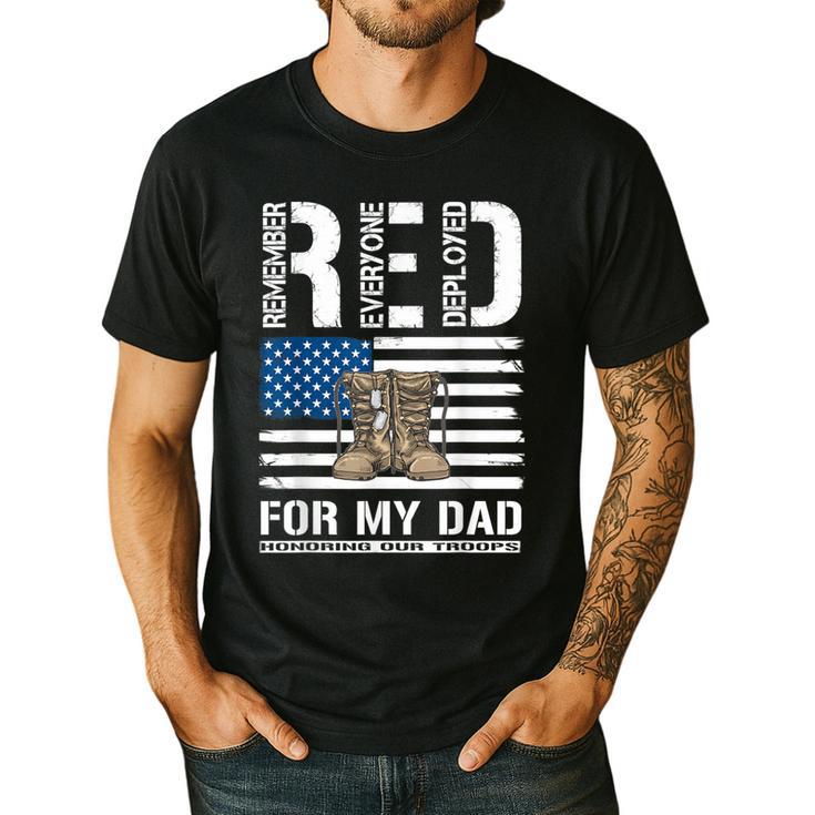 RED Friday For My Dad Military Veteran Deployed Men's Casual T-Shirt RED Friday For My Dad Military Veteran Deployed Men's Casual T-Shirt