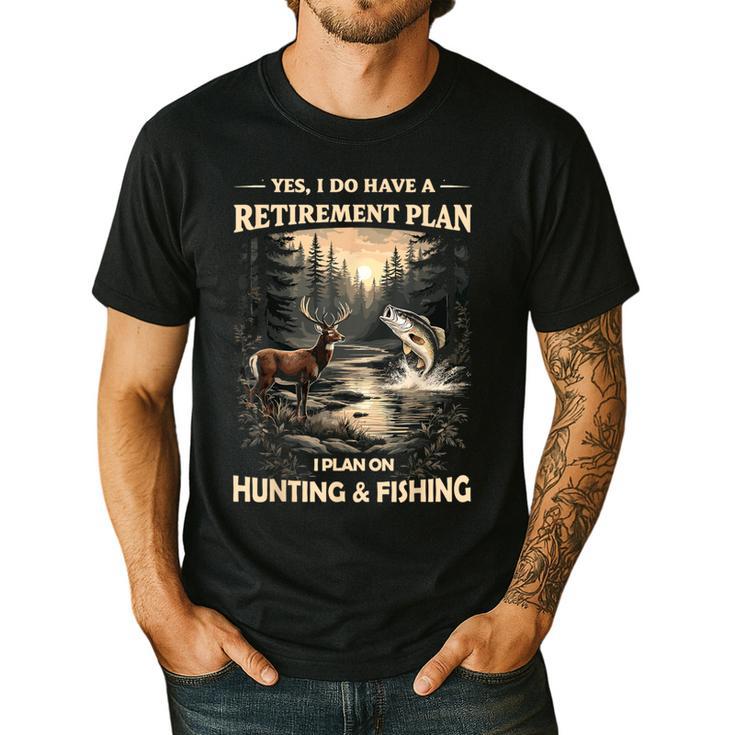 Retirement Plan On Hunting & Fishing Fisherman Hunter Dad Men's Casual T-Shirt