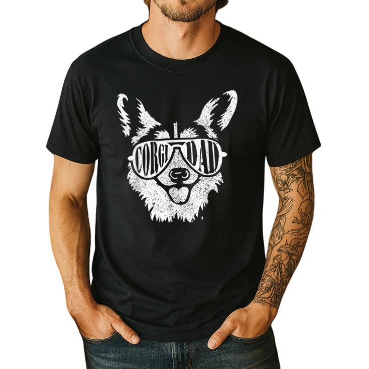 Retro Corgi Dad Dog Owner Pet Welsh Corgi Fathers Day Men's Casual T-Shirt