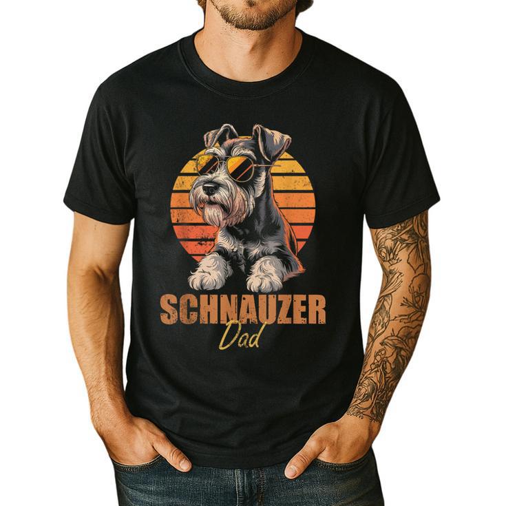 Retro Miniature Schnauzer Dad Vintage Dog Lovers Men's Casual T-Shirt