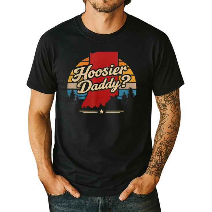 Retro Vintage US States Hoosier Daddy State Outline Desig Men's Casual T-Shirt