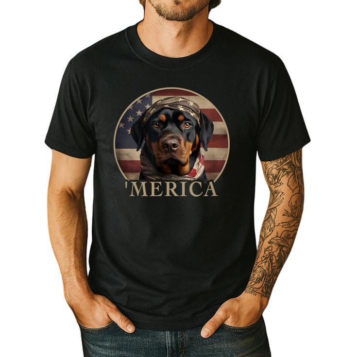 Rottie Dog Mom Dad 'Merica Rottweiler Men's Casual T-Shirt