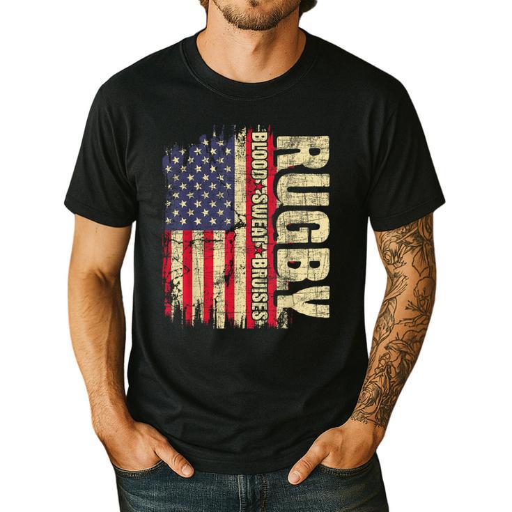 Rugby Blood Sweat Bruises Rugby Player Coach Dad Mom Men's Casual T-Shirt