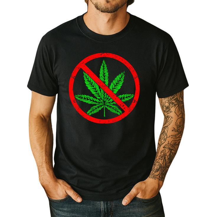 Say No Cannabis Anti-Marijuana Retro Weed Parent Dad Mom Men's Casual T-Shirt