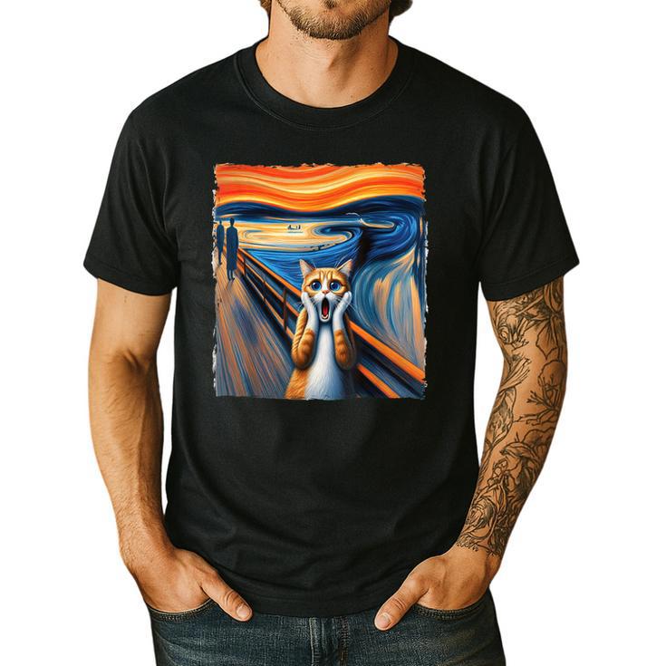 The Scream Cat Parody For Kitty Cat Lover Cat Mom Cat Dad Men's Casual T-Shirt