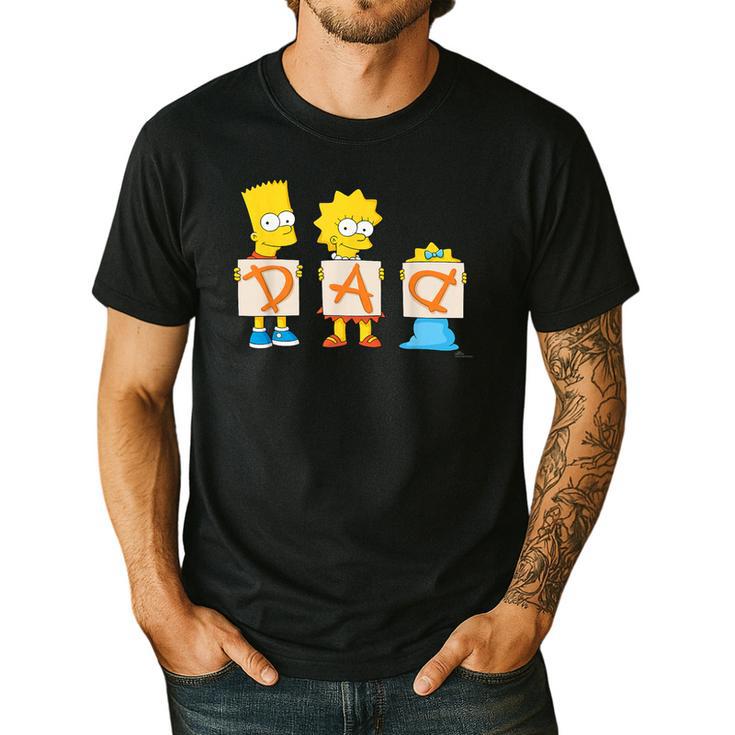 The Simpsons Father's Day Bart Lisa Maggie Dad Birthday Men's Casual T-Shirt