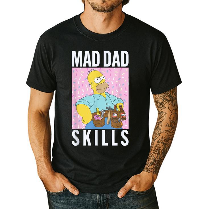 The Simpsons Father's Day Mad Dad Skills Homer Poster Men's Casual T-Shirt