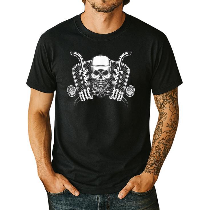 Skeleton Truck Driver Big Trucking Trucker Dad Men's Casual T-Shirt