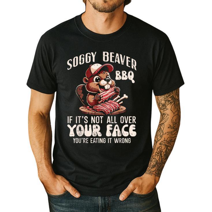 Soggy Beaver Bbq Barbecue Grill Master Humor Dad Men Men's Casual T-Shirt