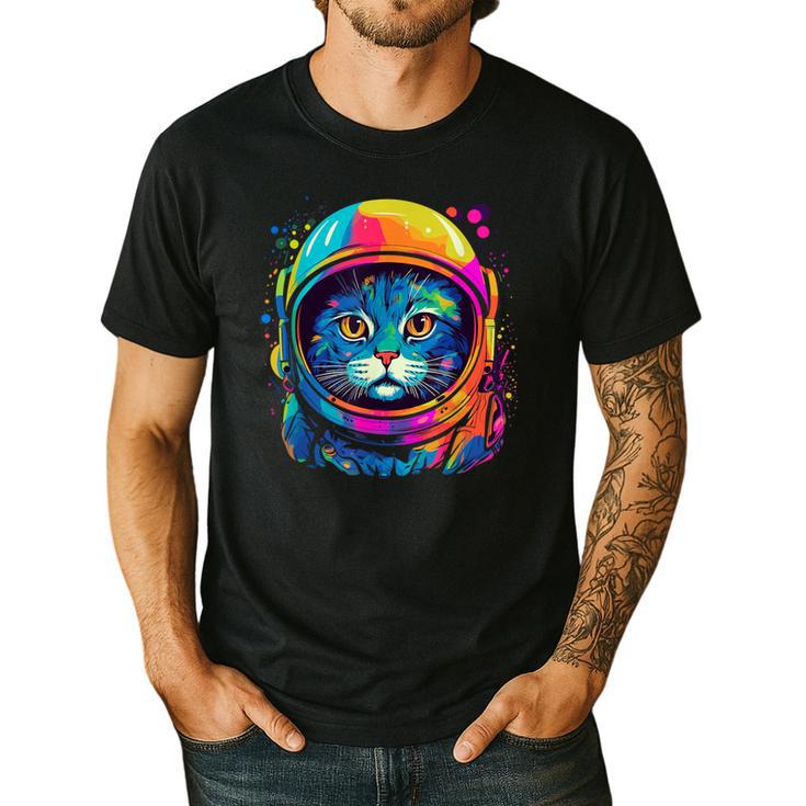 Space Cat Mom Cat Dad Men Women Kids Astronaut Space Men's Casual T-Shirt