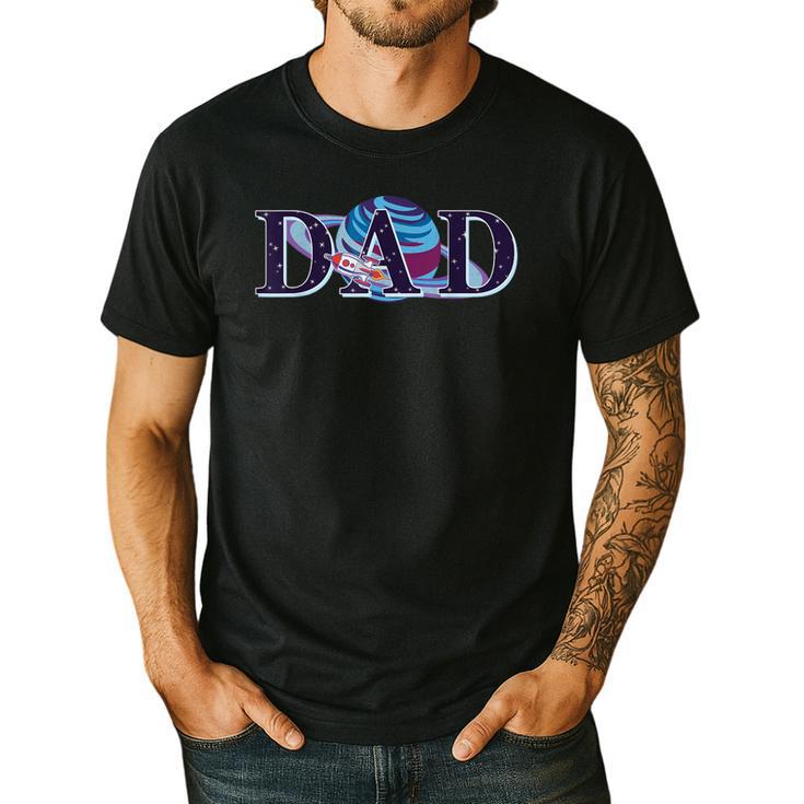 Space Dad Family Matching Mom Space Birthday Theme Party Men's Casual T-Shirt