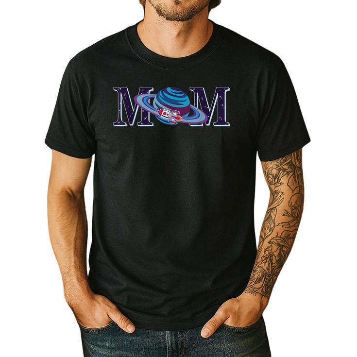 Space Mom Family Matching Dad Space Birthday Theme Party Men's Casual T-Shirt