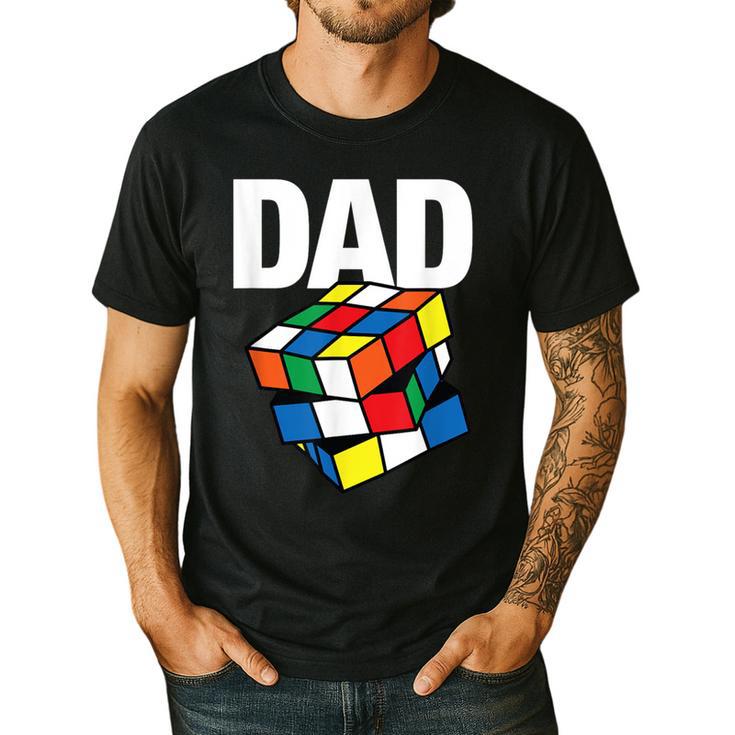 Speed Cubing Dad Puzzle Cuber Cube Kids Men's Casual T-Shirt