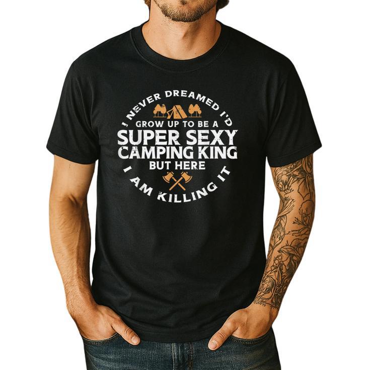 Super Camping King Camp Camper Dad Men Husband Men's Casual T-Shirt