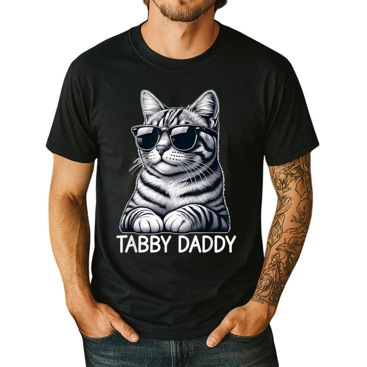 Tabby Daddy Cat Dad Graphic Grey Tabby Cat Lover Men's Casual T-Shirt