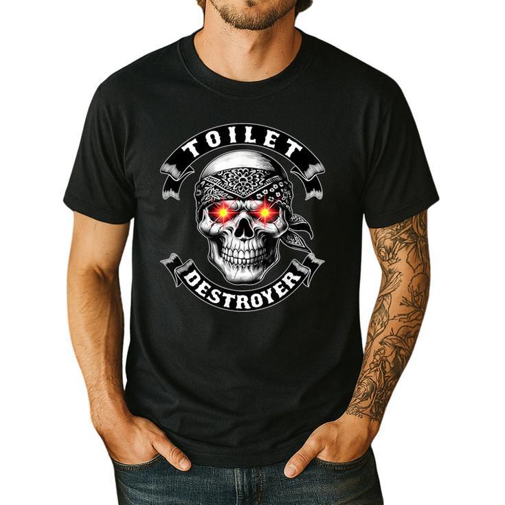 Toilet Destroyer Poop Jokes Dad Humor Poop Diarrhea Men's Casual T-Shirt