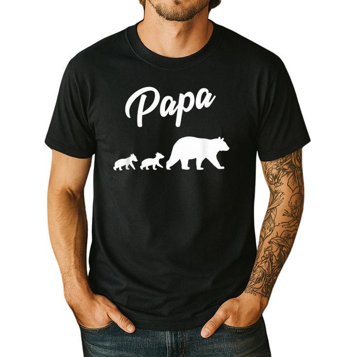Twin Dad Papa Bear Two Cubs 2 Kids Men's Casual T-Shirt